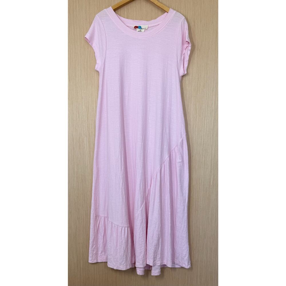 Free People Beach Lena Linen Blend Midi Dress Womens Size Small Oversized Pink